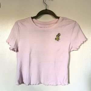 Pink Cropped Reptar Tee